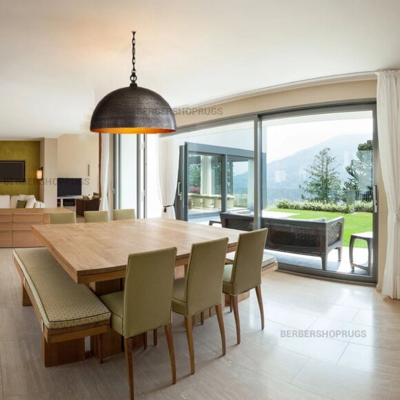 Set of 2 brass dome pendant light, Hanging Lamp , Lampshades Lighting, Art Deco - Picture 2 of 10